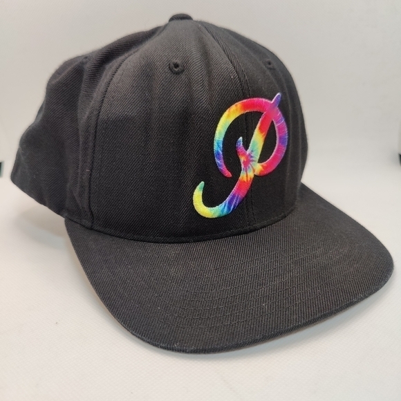 Primitive Apparel Snapback Tie dye Letter P Cap Black Rainbow Colorful Hat OS - Picture 1 of 7